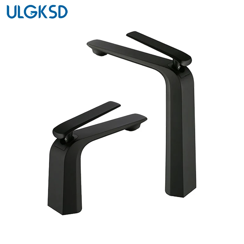 

ULGKSD Blackend Basin Faucet Single Handle Hole Mixer Tap H/C Water Vanity Sink Deck Mount Bathroom Basin Mixer Taps