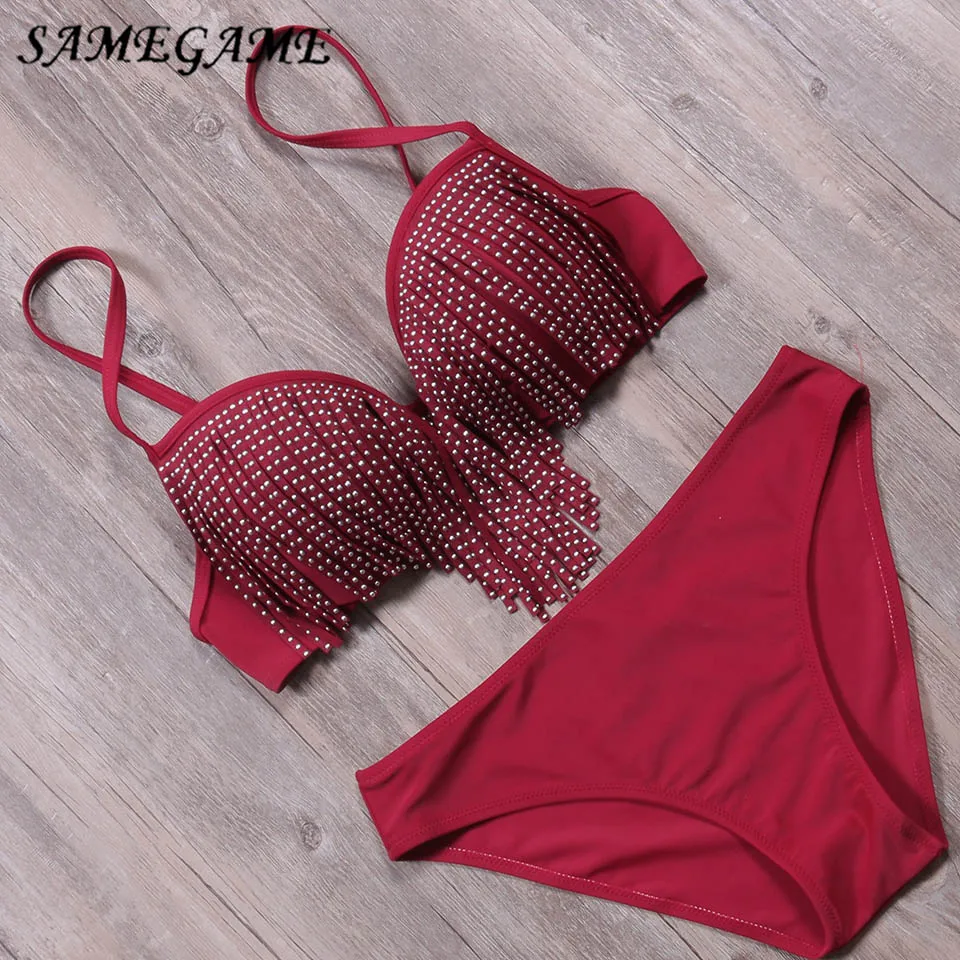 

SAMEGAME 2019 New Sexy Micro Bikinis Women Swimsuit Swimwear Halter Brazilian Bikini Set Beach Bathing Suits Swim Wear Biquini