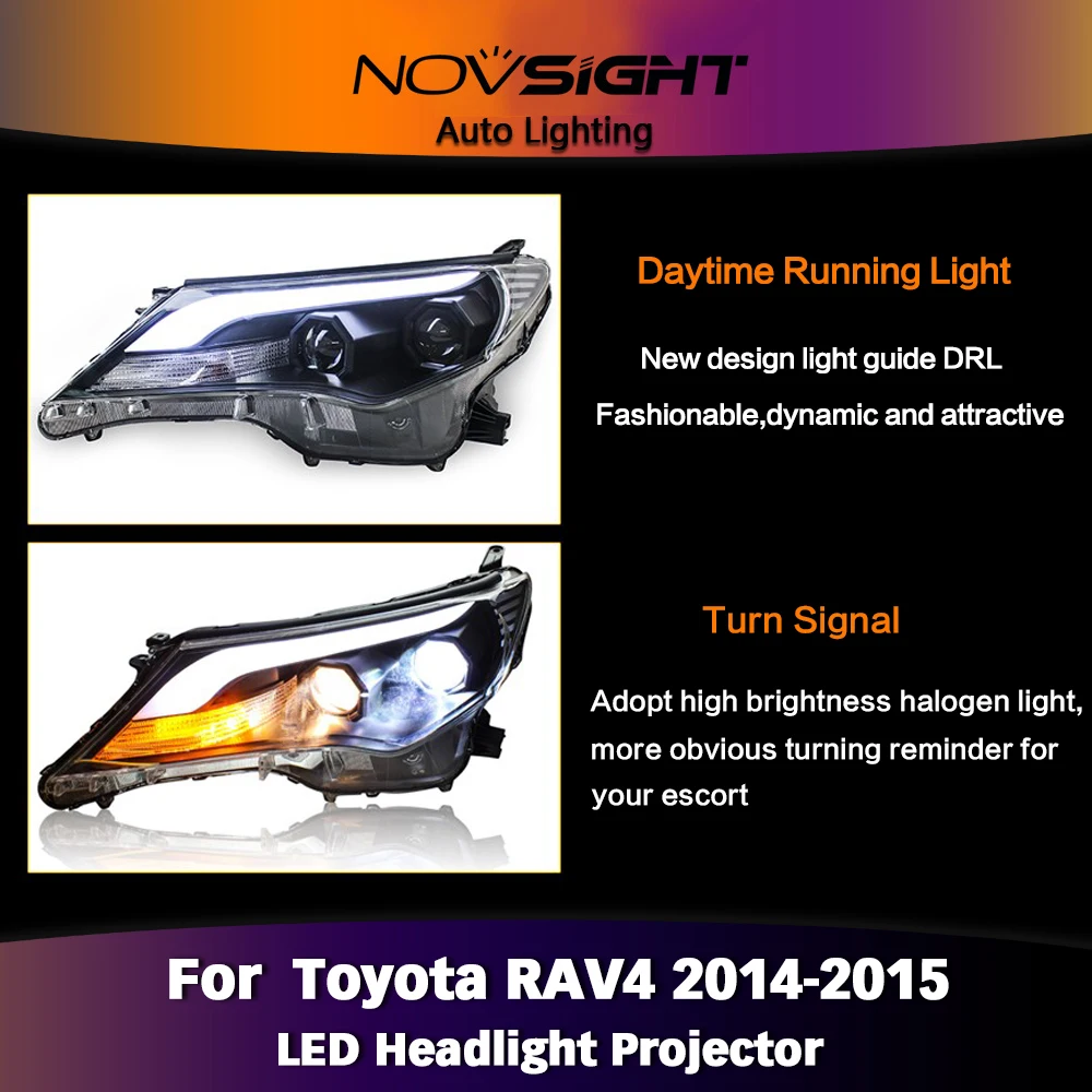 NOVSIGHT 2 шт. лампы фар автомобиля водонепроницаемый датчик светодиодный налобный фонарь 4300 К 5000 6000 К высокий низкий пучок для Toyota RAV4