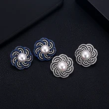 Модные Роскошные серьги-гвоздики с цветком для женщин, женские свадебные серьги с кубическим цирконием и кристаллами Африка Дубай, золотые свадебные серьги