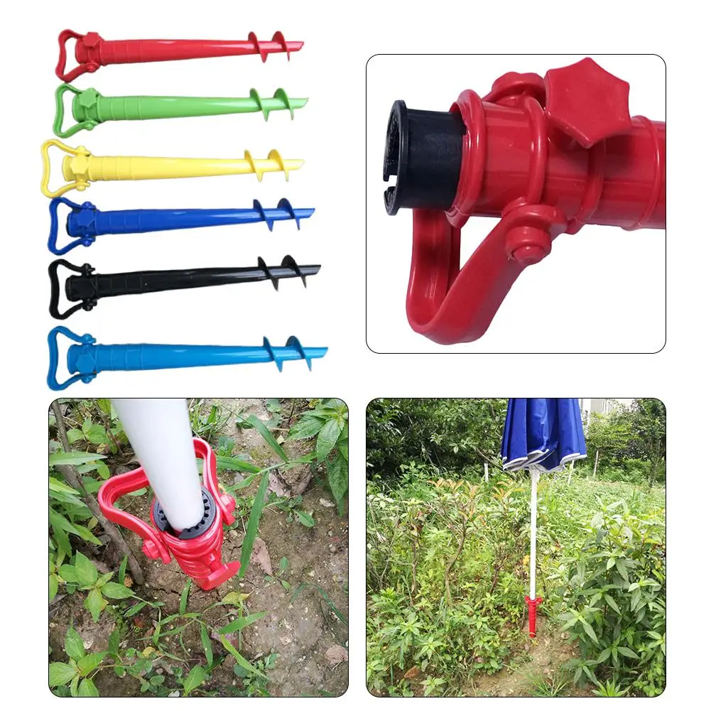 Beach Umbrella Sand Anchor, Fits All Pole Base Screw Holder Stand Portable Auger Stake Support Safe For Strong Winds Sturdy