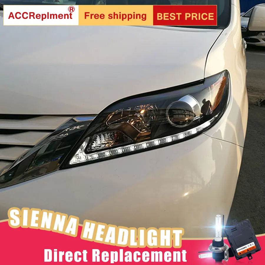 2 шт. светодиодный фары для Toyota Sienna 2011- светодиодный автомобильный фонарь ангельские глазки ксенон HID комплект Противотуманные фары светодиодный дневные ходовые огни