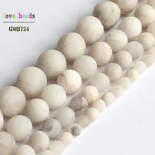 Натуральный Матовый белый хризоколла круглый мрамор бусины для самостоятельного изготовления ювелирных изделий браслет 15 дюймов 4 мм 6 мм 8 мм 10 мм