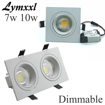 

Square Led Ceiling Downlights 7w 10w 2*10w White shell Dimmable Recessed Spot light Lamp for Home AC85-265V with Led Driver