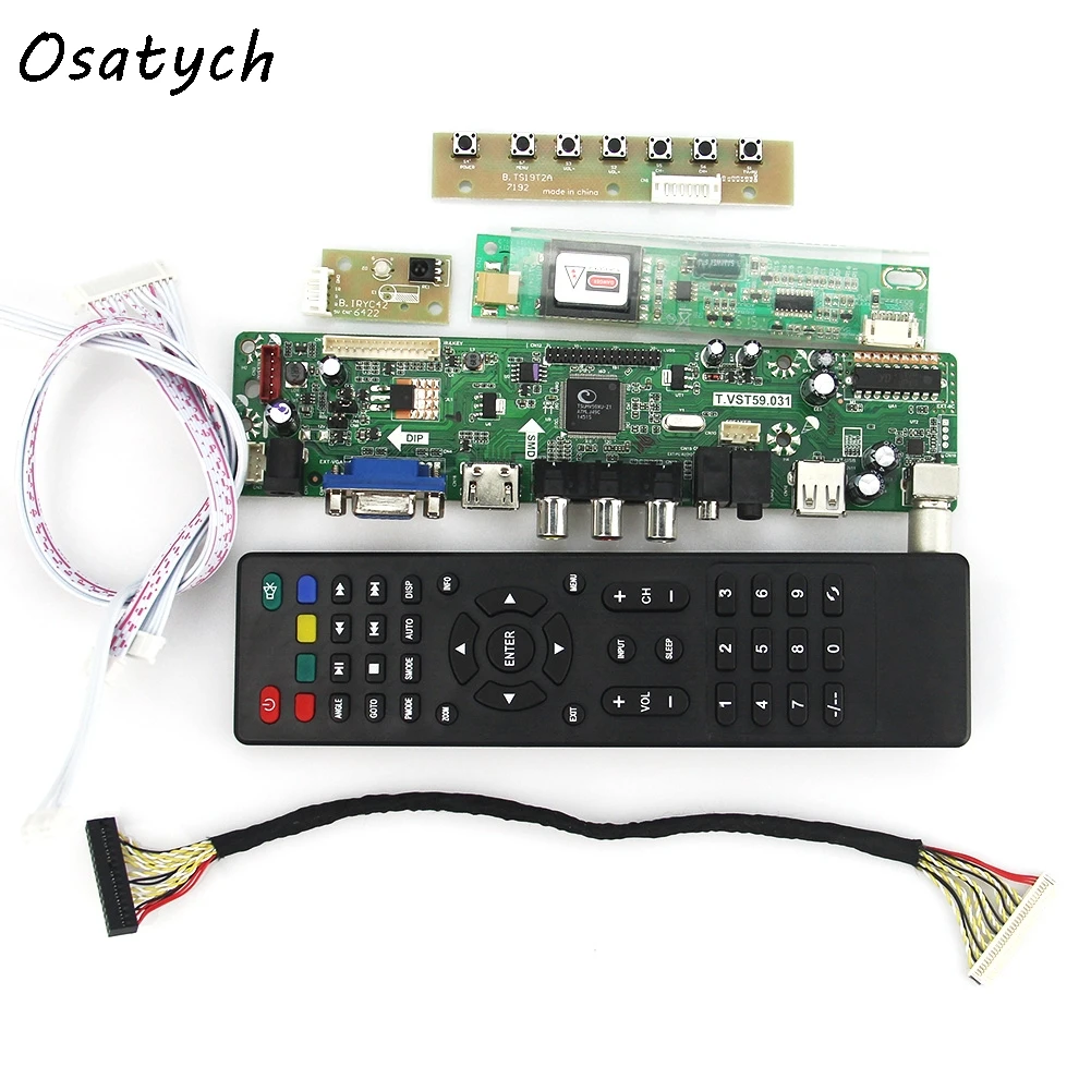 

T.VST59.03 LCD/LED Controller Driver Board for B154EW08 LTN154X3-L01 (TV+HDMI+VGA+CVBS+USB) LVDS Reuse Laptop 1280x800mm