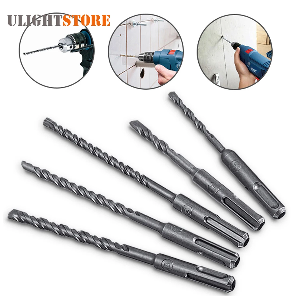 6mm 10mm Round Shank Drill Bit Set Stainless Steel SDS Plus Rotary