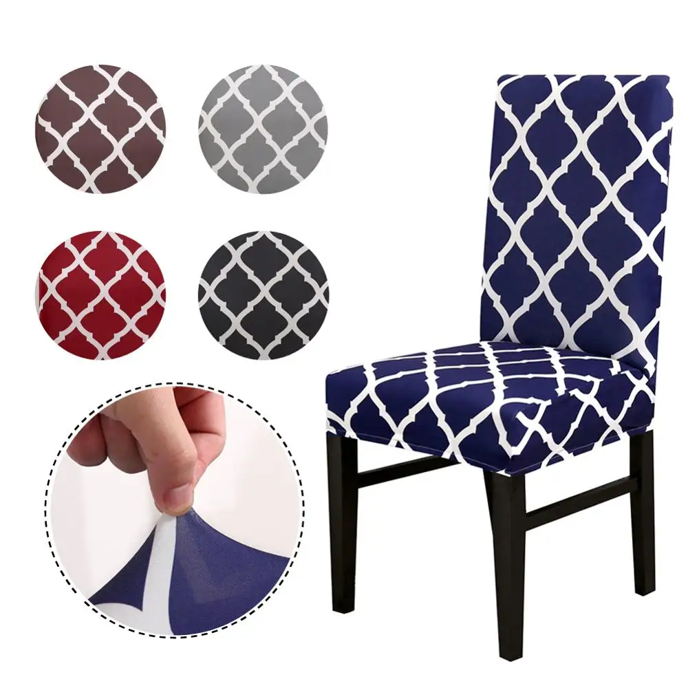 

Printed Chair Cover Spandex Removable Big Elastic Slipcover Modern Dining Room Kitchen Office Computer Wedding Chair Covers