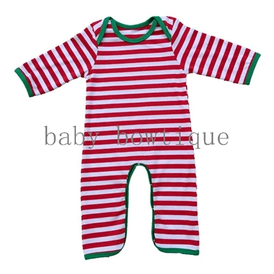 Рождественская пижама в полоску с длинными рукавами; полный комплект для новорожденных; Детский комбинезон Unix - Цвет: 1