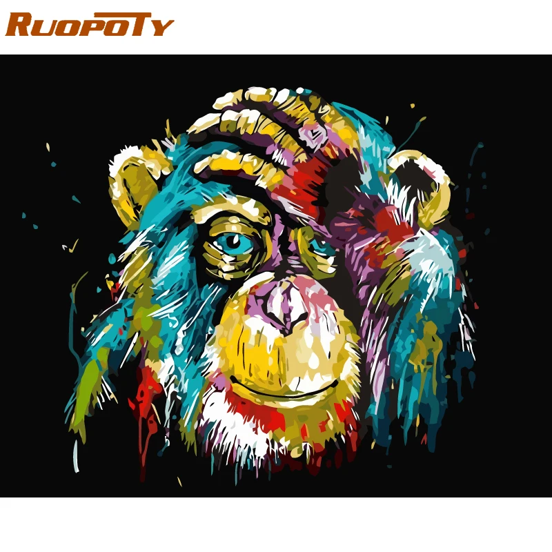 

RUOPOTY Frame Orangutan Animals DIY Oil Painting By Number Calligraphy Painting Acrylic Paint On Canvas For Home Decor 40x50cm