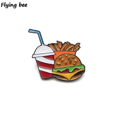 Flyingbee Burger картофель-фри брошь, эмалированный штифт для одежды значок для рюкзака шапка личность Pin Дети Pin смешной значок X0174