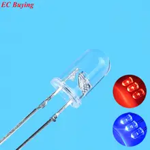 50 개/몫 5mm 깜박이 레드/블루 플래시 led 10000mcd 5mm 깜박이 레드/블루 led 5mm 발광 다이오드 바이 컬러(China)