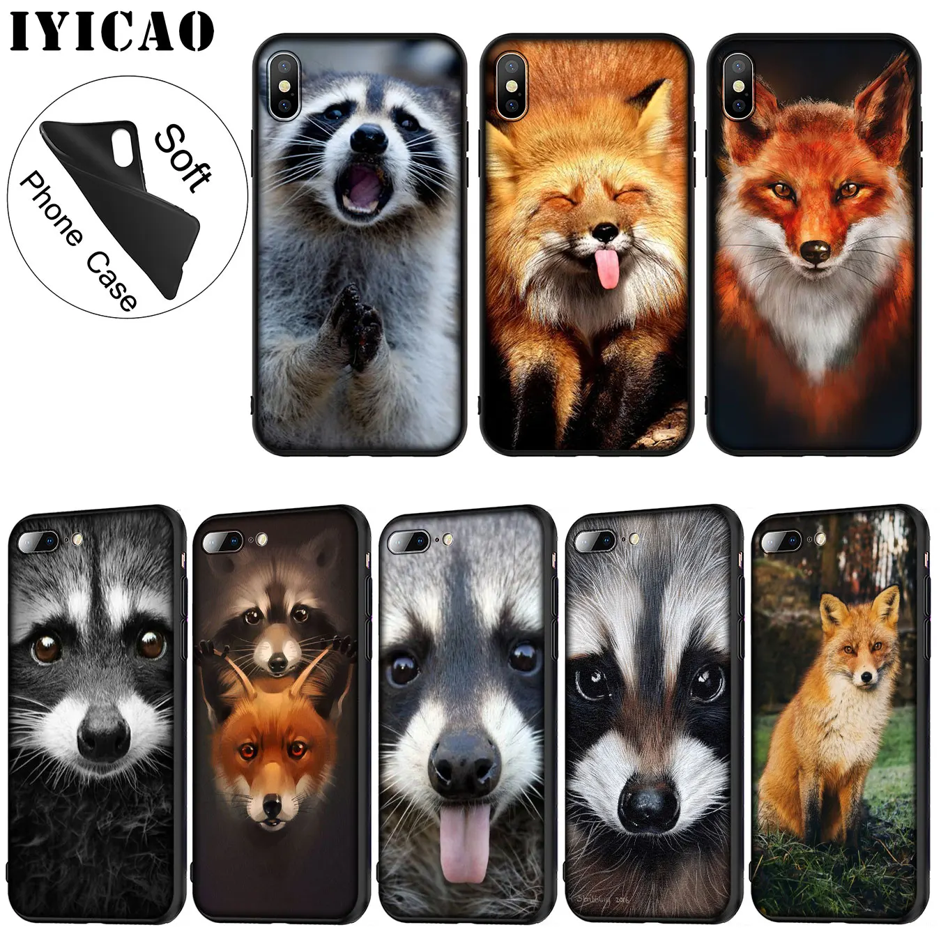 IYICAO Мягкий силиконовый чехол для iPhone XR X XS 11 Pro Max 6 6S 7 8 Plus 5 5S SE 10 черный из ТПУ |