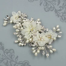 Серебряный зажим для волос, цветочные расческа для волос, горный хрусталь гребень для волос, свадебный волосы кусок