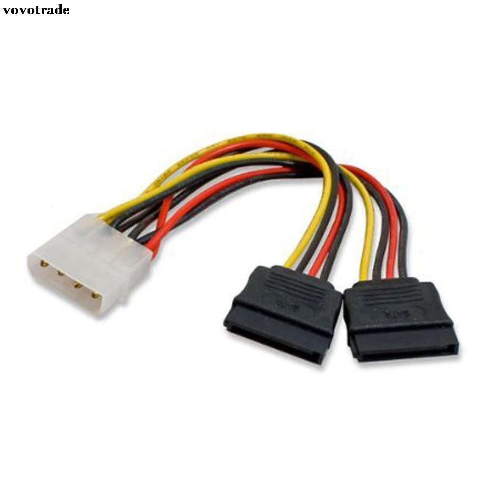 Vovotrade Molex к SATA Мощность Y сплиттер адаптер кабель Свинец 2 способ 4 Pin до 2x15 Pin расширение Прямая