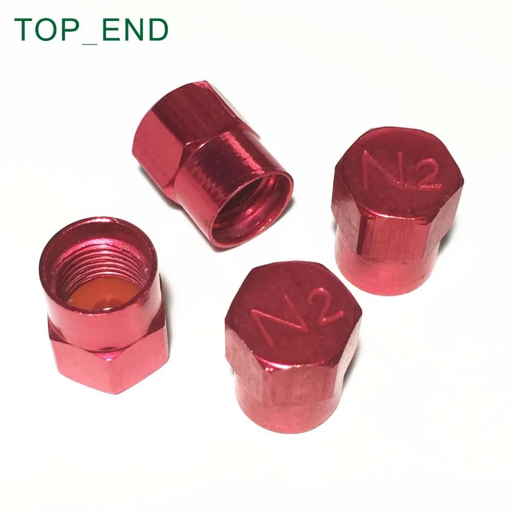 Free Shipping,4pcs,Pink N2 (Nitrogen) Tire Valve Cap,Anodized Aluminum