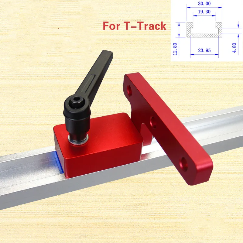 Трек Остановить и алюминиевого сплава T-треки слот, трек джиг приспособление Т-образный паз деревообрабатывающий инструмент, трек