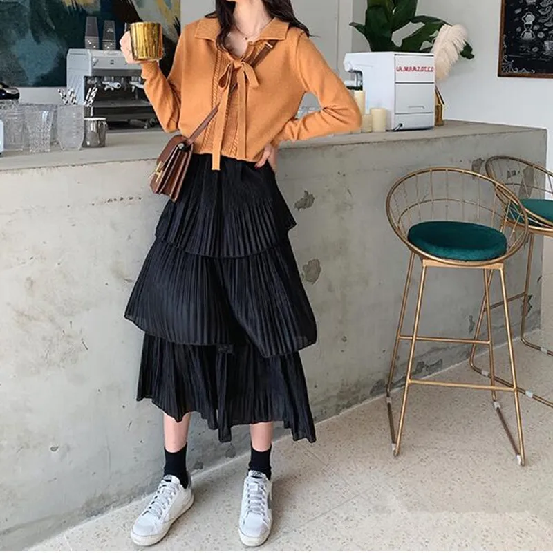 Korean streetwear maxi skirt spring women clothes 2019 harajuku plus size skirts Pleated Skirt elastic high waist kawaii skirt Korean streetwear maxi skirt spring women clothes 2019 harajuku plus size skirts Pleated Skirt elastic high waist kawaii skirt
