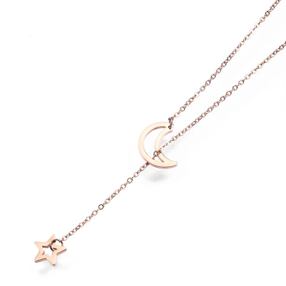 

Feelke 14 February Moon Necklace Moon and Star Saint Valentine's Day Stainless Steel Necklace