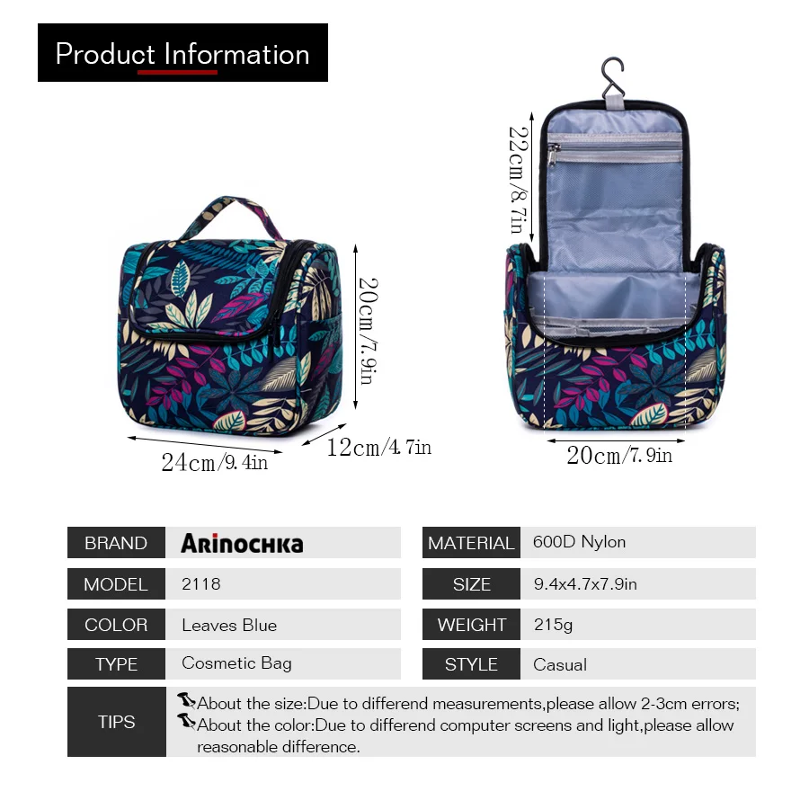 شنقا المرأة التجميل حقيبة الأزهار حقيبة مستحضرات تجميل للرجال السفر المنظم أكياس غسل الحقيبة المحمولة هوك الجمال أدوات الزينة تخزين