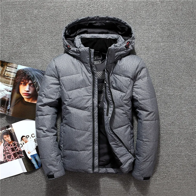 

Russia Winter mens jacket hooded detachable warm thermal windbreaker casual down jacket men 90% white duck down coat outerwear