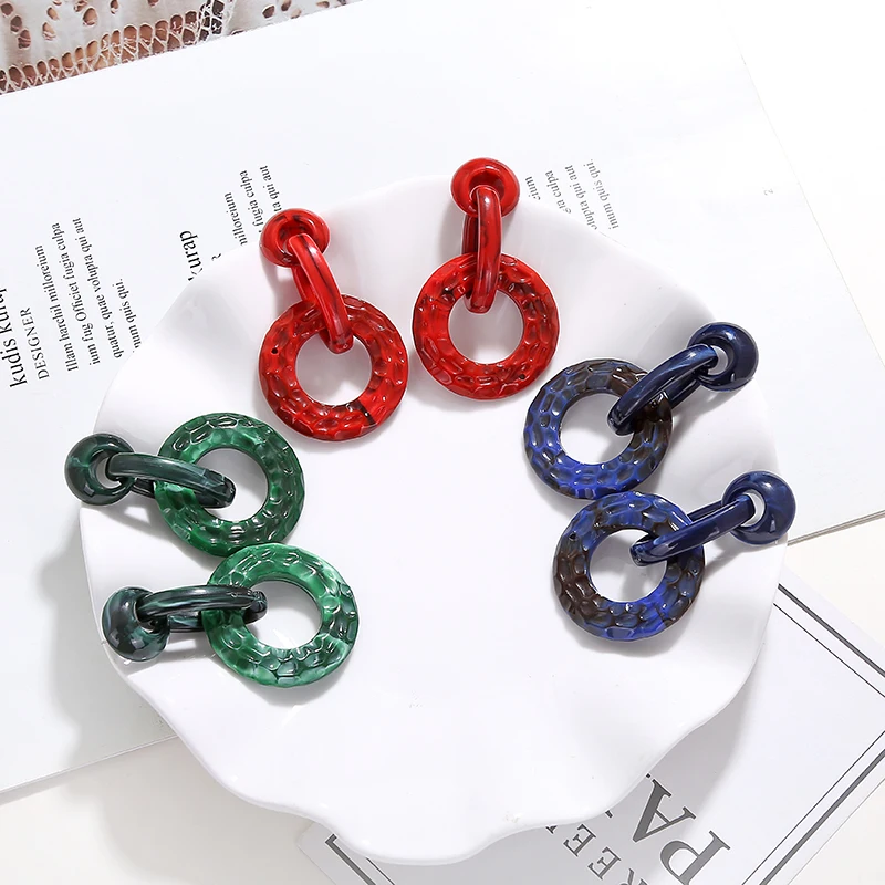 

YAOLOGE Fashion Multicolor Leopard Print Acrylic Dangle Earring For Women Round Geometry Resin Statement Hanging Earring Brincos