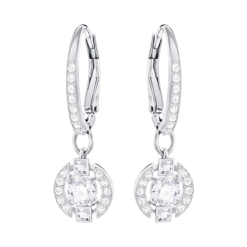 

2018 new Platinum plated large earrings, sparkling beating heart, clear crystal Jewelry for Women Gift Christmas Gift