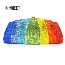 LaiSC Радужный цвет вечерняя сумочка клатч в кристаллах Праздничная сумка SC322