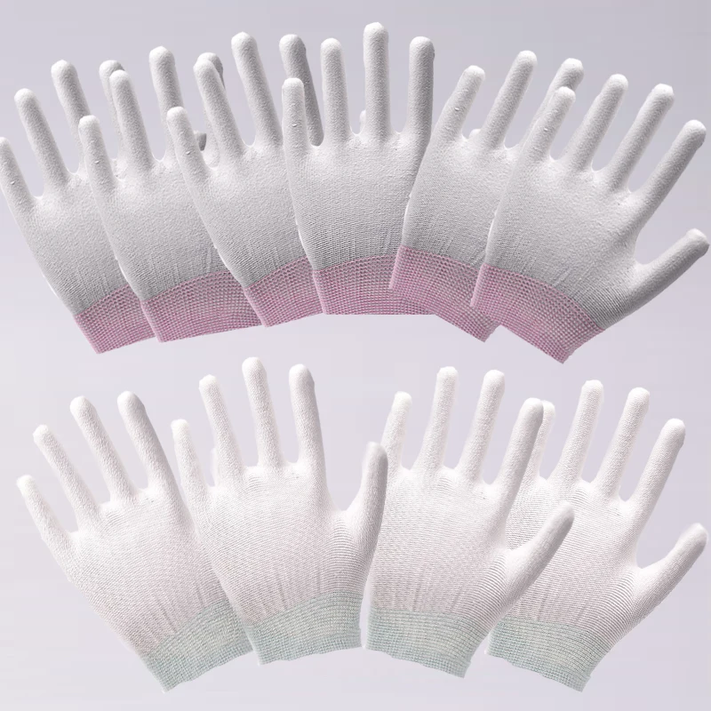 

10Pairs White Anti-static Safety Gloves Working Nylon PU Palm Coated Breathable Antiskid ESD Builders Gloves Low Price Clearance