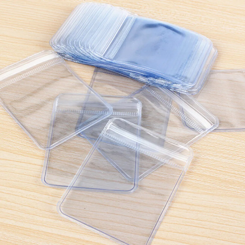 100X прозрачные пластиковые упаковочные пакеты пакет подарок ПВХ пластиковый чехол-кошелек кошельки конверты для хранения