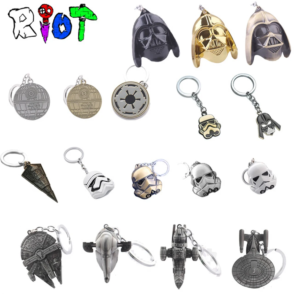 

Star Wars Robot Keychain Spacecraft Warship Han Solo's Millennium Falcon Destroyer Ship StormTrooper Darth Vader Helmet Keychain