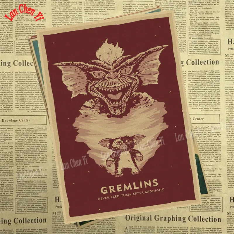 Gremlins Фэнтези фильм ужасов крафт бумага Плакат кафе высокое качество печати рисунок ядро декоративная живопись