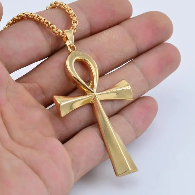 Кулон с крестиком Ankh из ледяного циркония золотого и серебряного сплава кулон