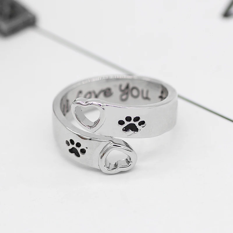 Женское кольцо в стиле хип хоп с надписью I Will Love You Forever|footprint ring|ring with letterforever love |