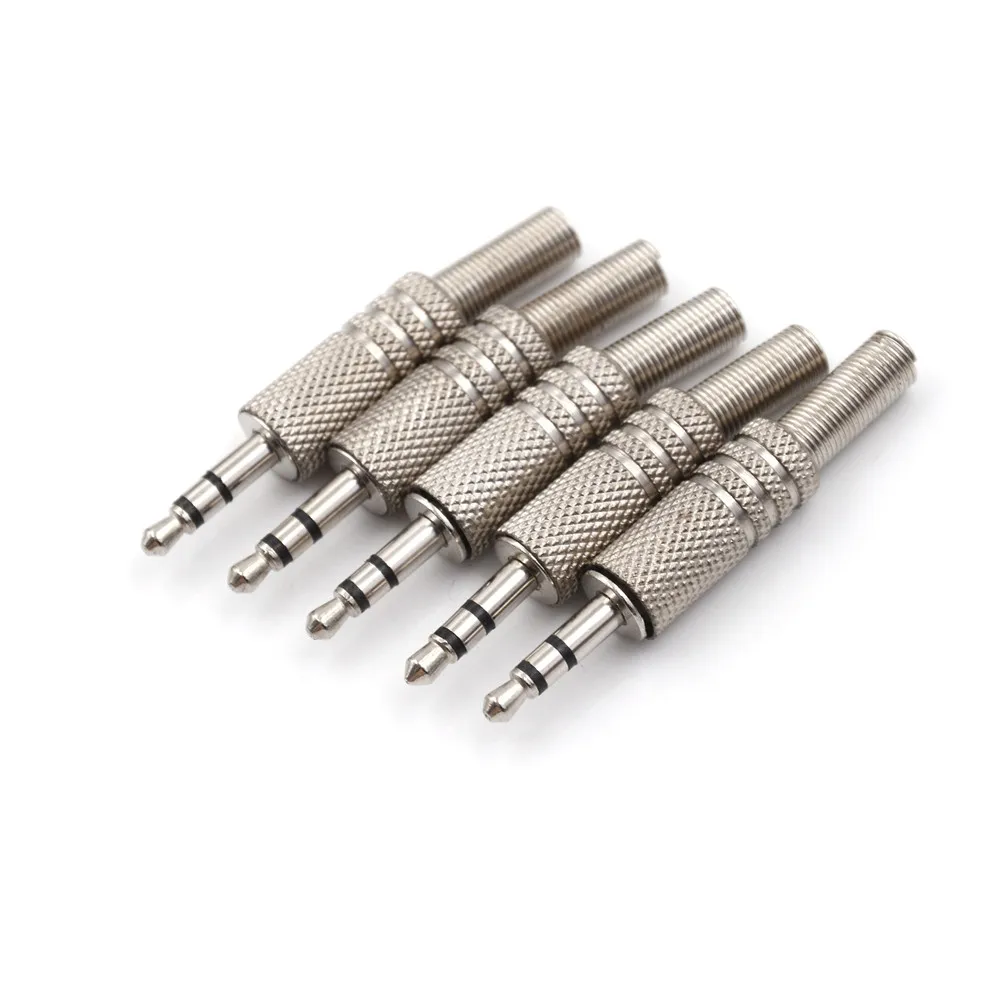 

Newest 5pcs/lot 3.5mm Plug Connector 3 Pole Male Audio Plug Welding Head Stereo Dual Headphone Jack with Spring Connetor