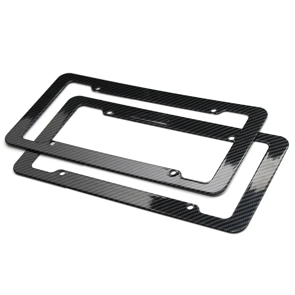 

2pcs Plastic Carbon Fiber Style License Plate Frames For Front and Rear Bracket Set