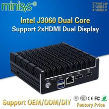 MINISYS Ультра маленький мини карманный офисный компьютер Intel Celeron J3060 Dual Lan AES-NI Pfsense vpn-неттоп ПК с RJ45 консоль COM