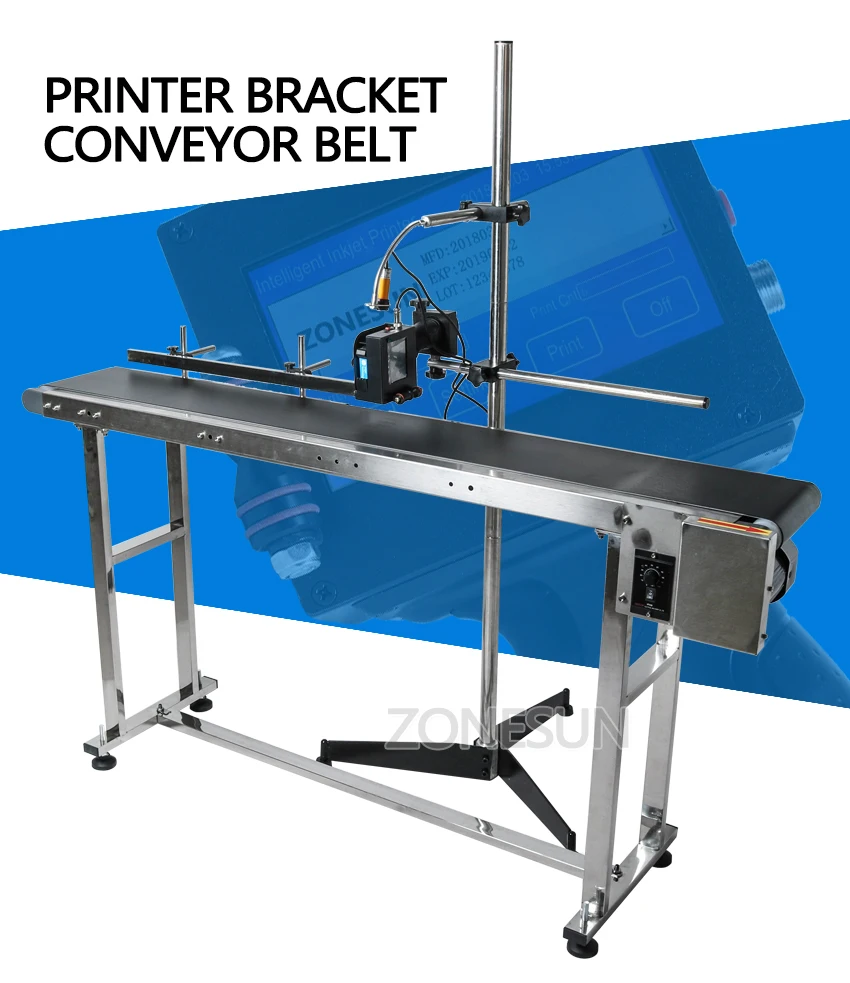ZONESUN струйный принтер конвейер транспортировочный стол ленточный носитель сортировочный верстак ПВХ ленточный конвейер бутылка коробка наклейка на мешок конвейер