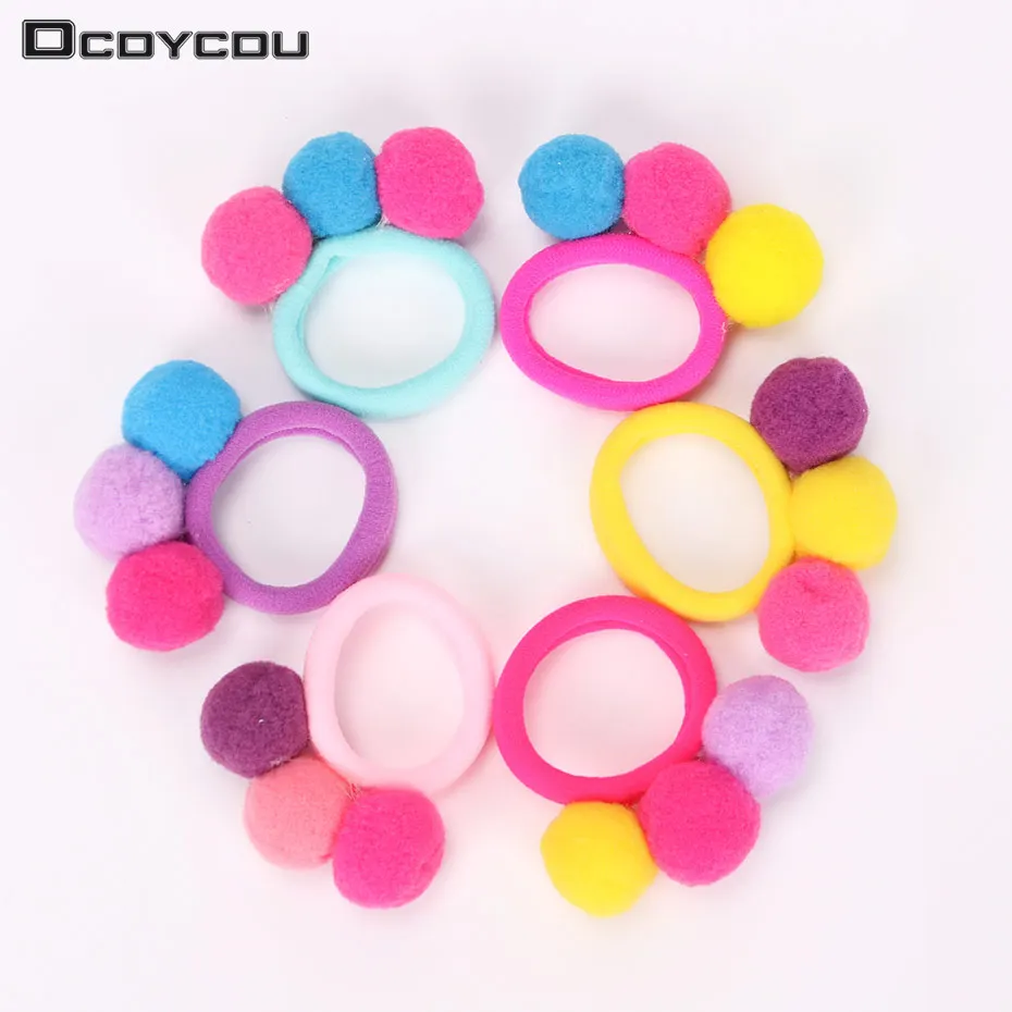 6PCS New Cute 3 Balls Elastics Hair Holders Bands Gum Fashion Kids Candy Rubber Bands Headwear