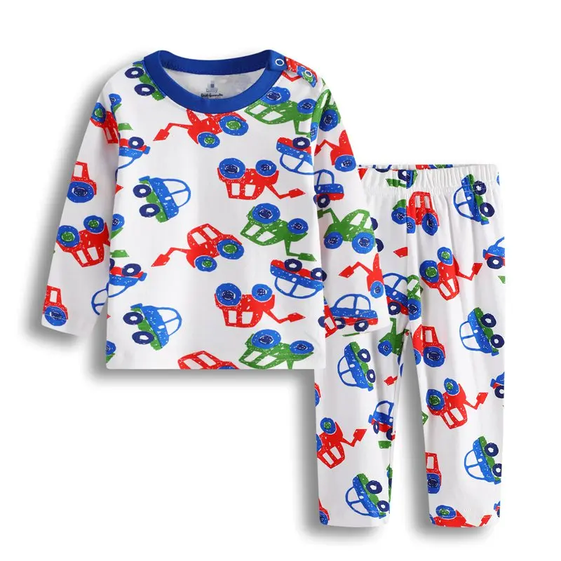 2018 Autumn Winter Newborn Baby Boys Girls Clothing-Set Cotton Kids Flowers Fish Airplane Princess Car Pajamas clothes suit (1)
