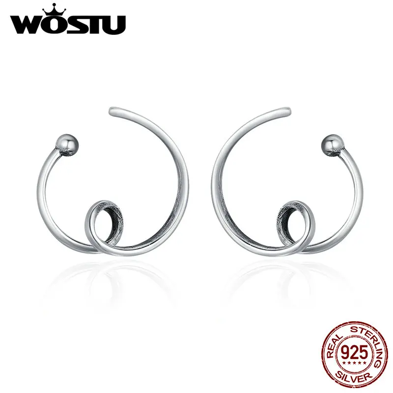 

WOSTU Design 100% 925 Sterling Silver Abstractionism Stud Earring For Women Brand Jewelry Accessories Bijoux Gift CQE111