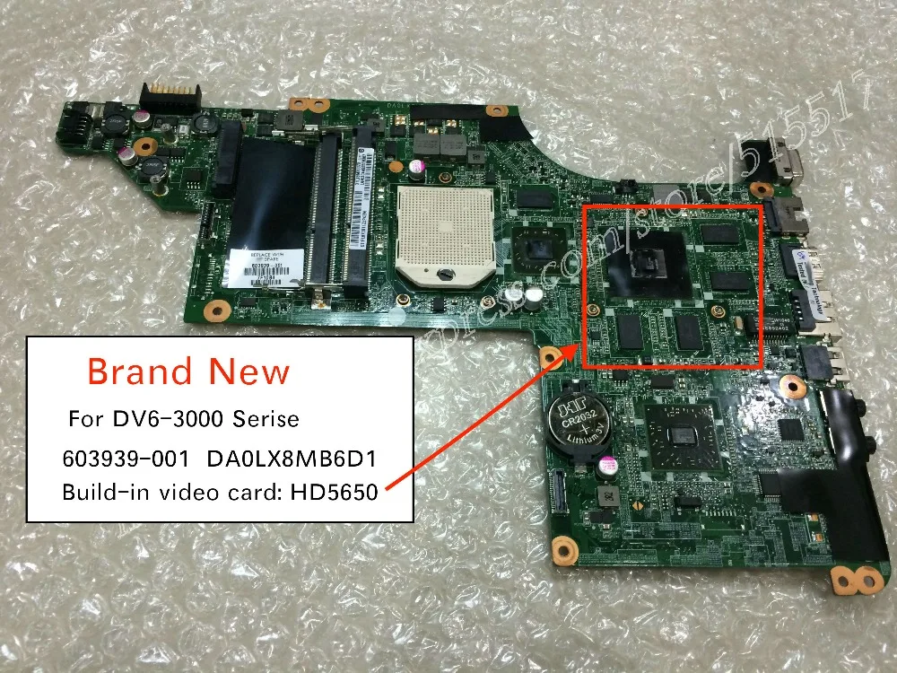

Free shipping New 603939-001 For HP DV6 DV6-3000 DA0LX8MB6D1 Rev:D Notebook Motherboard with HD5650 build in GPU