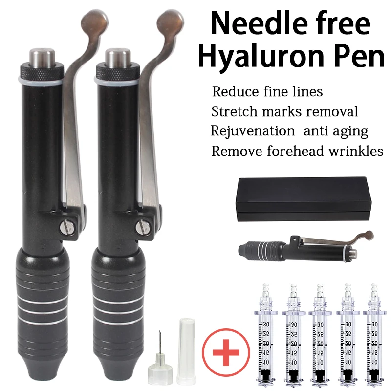 

5pcs Syringe Needle & Hyaluronic Pen Mesotherapy Gun No Needle Injection Hyaluronic Serum Pen For Anti-wrinkle Skin Rejuvenation