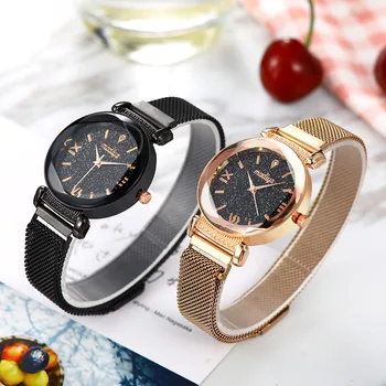 

women watches Fashion Starry Sky Casual Quartz Analog Watch with Stainless Steel Mesh Band relogio feminino #20