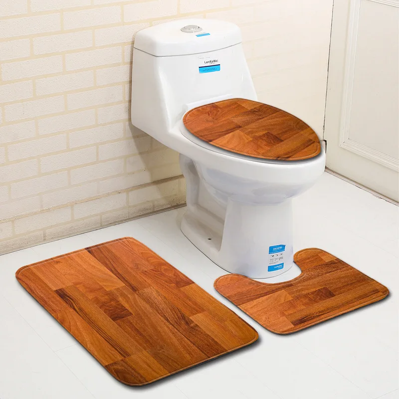 Zeegle нескользящий коврик для ванной комнаты ограничитель деревянный коврик для ванной 3 шт. Набор ковриков для ванной абсорбирующий коврик коврики для ванной комнаты - Цвет: L181218-D13