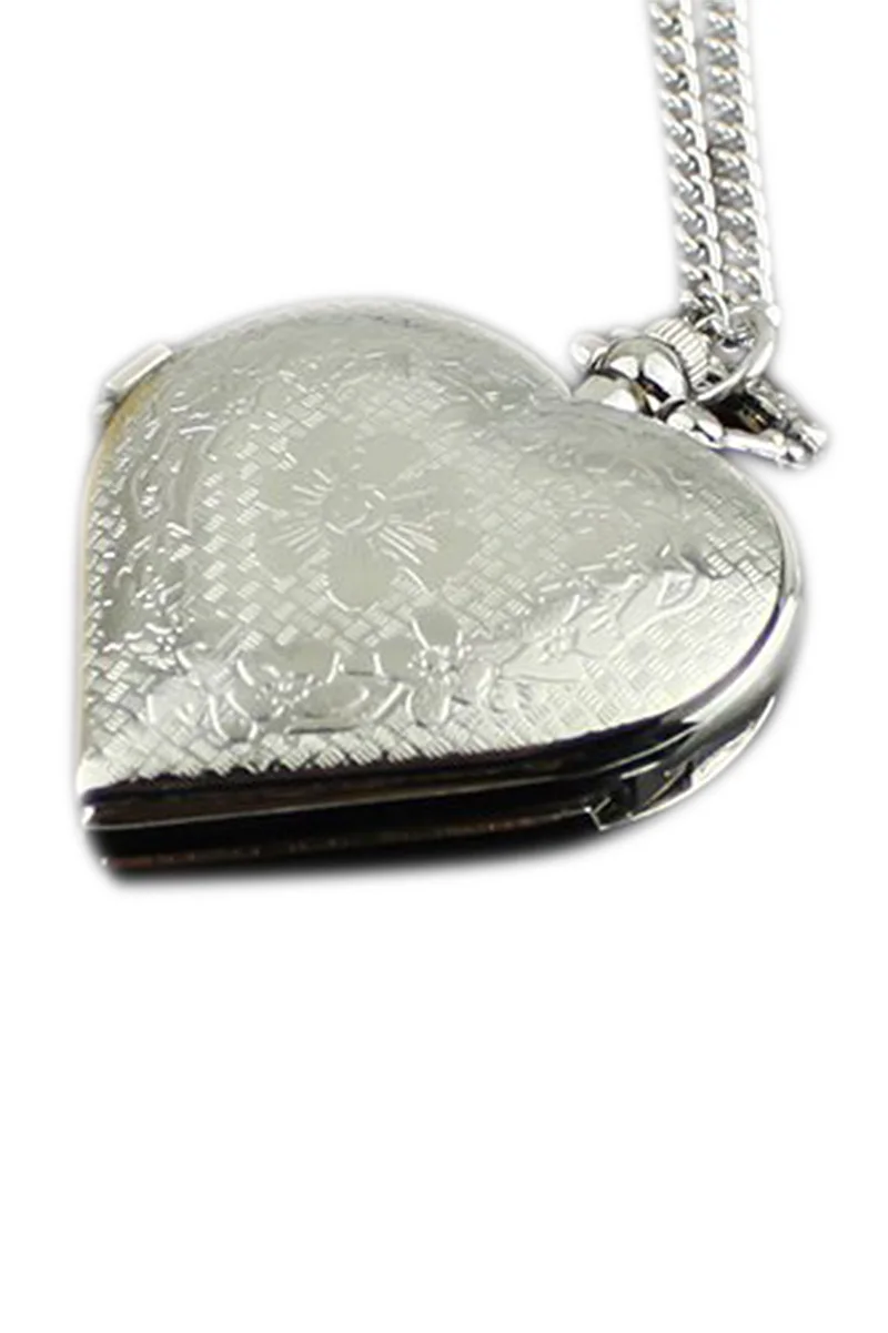 

YCYS-Hollow Heart-shaped Pocket Watch Necklace Pendant Chain Silver