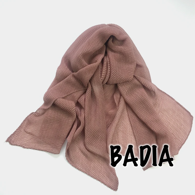 10pcs/lot women fashion solid ridged hijabs scarf pleated islam shawl head wraps soft long muslim crimpled viscose plain hijab