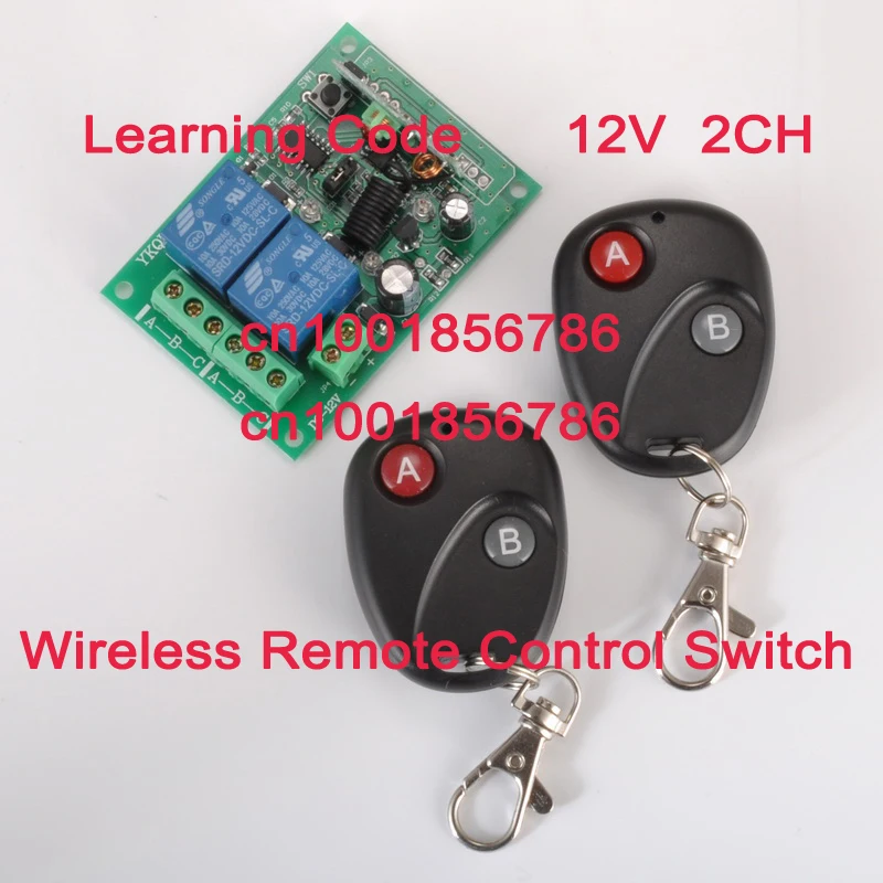 

Wireless Remote Control Switch System 2 Transmitter 12V 2CH Power Switch+Receive Toggle Momentary Latched Control Switch