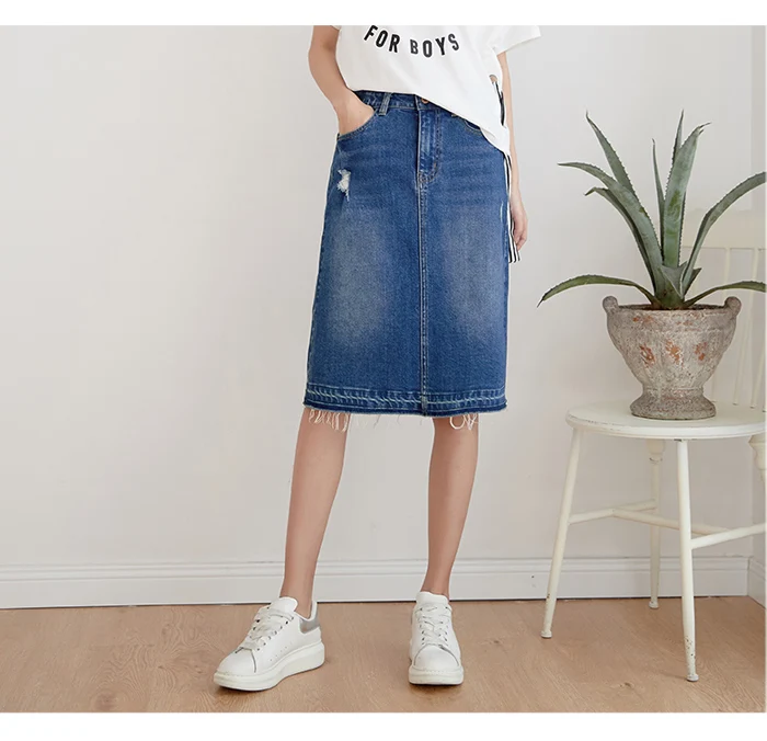 Женская джинсовая юбка LEIJIJEANS, модная повседневная всесезонная юбка из денима с потертостями, большие размеры 4XL 5XL 6XL