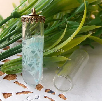

2014 New 40mm Mini Glass Tubes crystal Tube& 12mm cap ,Hollow Glass , hand blown, for necklace pendant,charming handmade