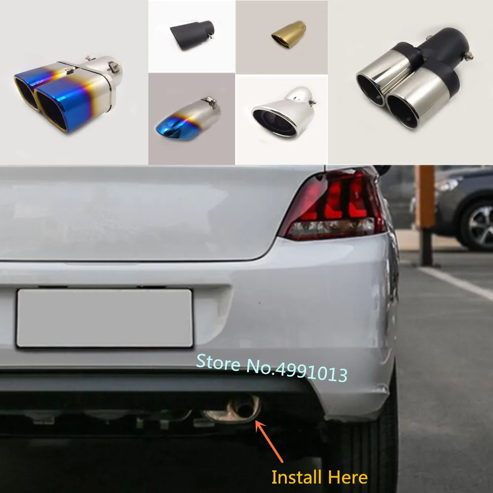 

car cover muffler exterior back end pipe dedicate exhaust tip tail outlet ornament vent parts 1pcs For Peugeot 301 2018 2019